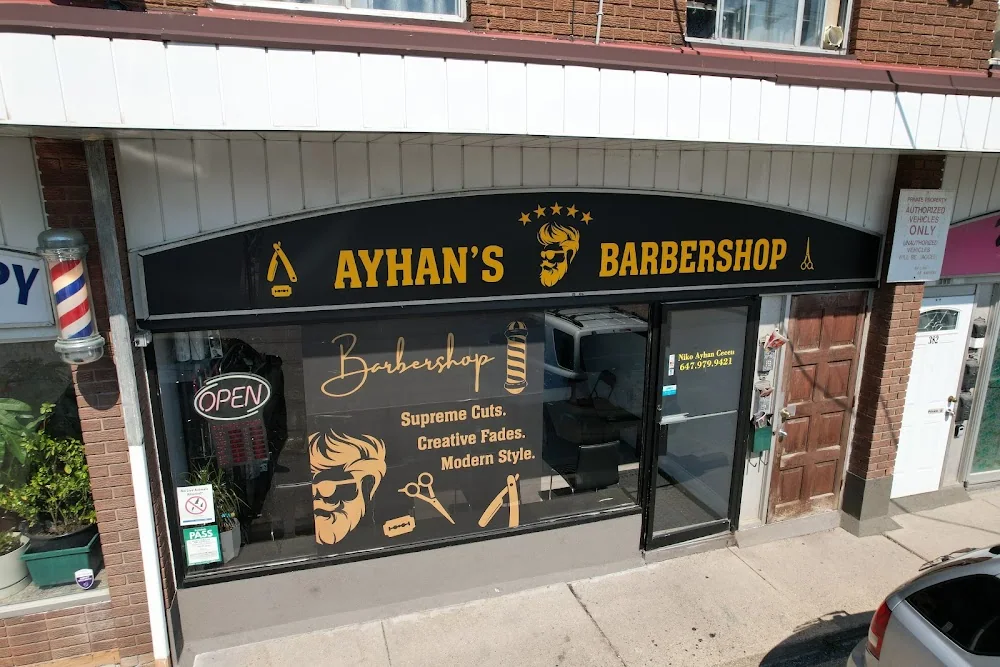 AyHan's Barbershop storefront on Wilson Avenue.